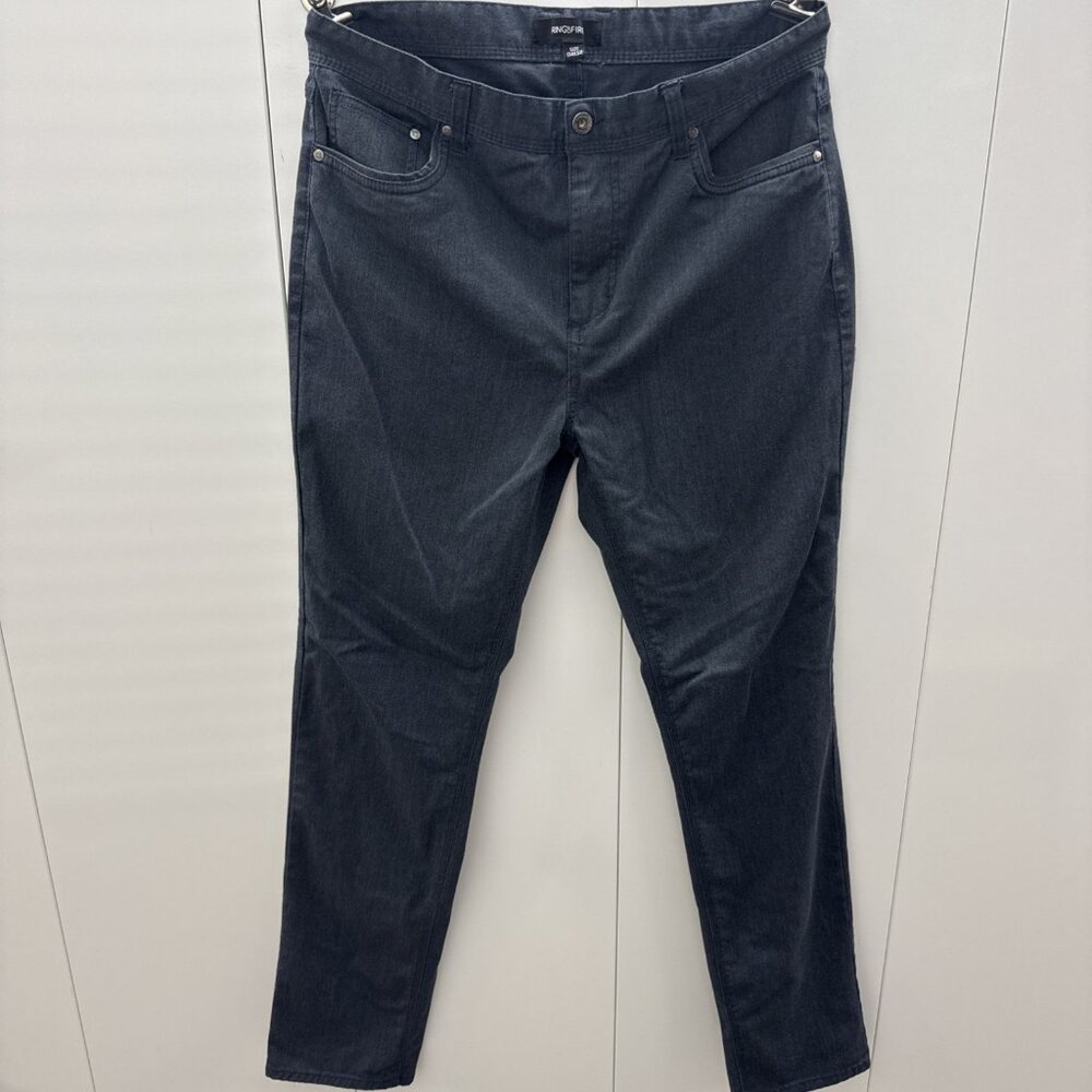 RING OF FIRE MENS FLAT FRONT DRESS PANTS 5 POCKET STRETCH TWILL 34X32 GRAY